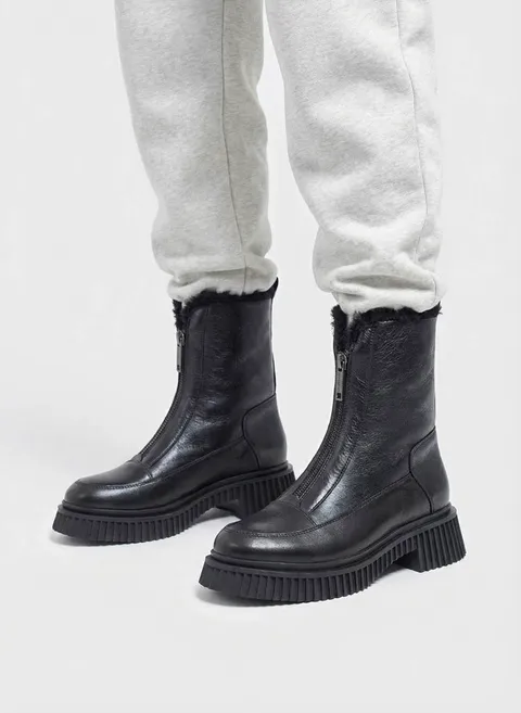 Ботинки из мягкой кожи с акцентной молнией Twofeet фото 5