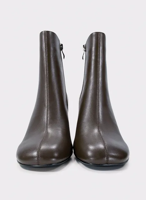 Ботильоны MIRA из коричневой кожи на широком каблуке Twofeet фото 2