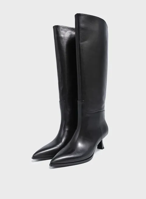 Сапоги высокие из гладкой кожи с акцентной строчкой Twofeet фото 4