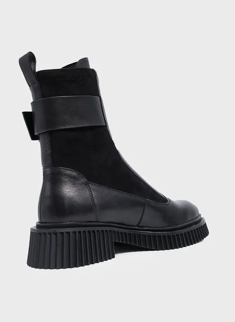 Ботинки из комбинированной кожи с геометричной рельефной подошвой Twofeet фото 4