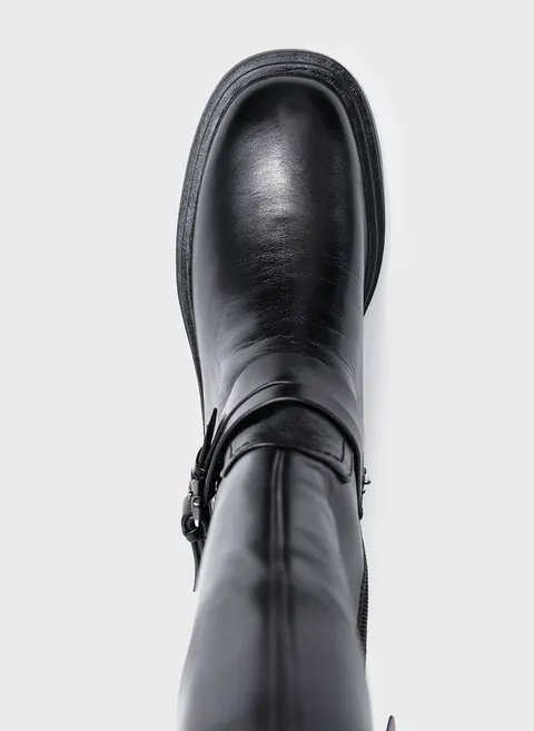 Сапоги высокие из гладкой кожи с акцентной подошвой Twofeet фото 8