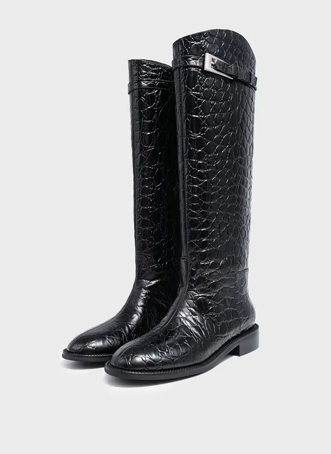 Сапоги из кожи с тиснением reptile Twofeet фото 4