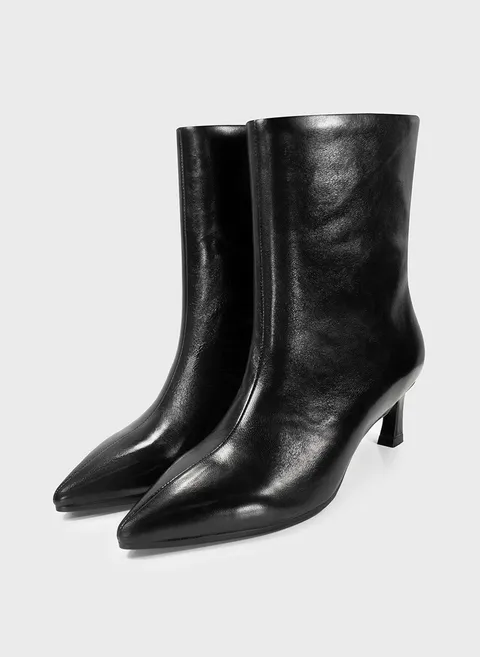 Ботильоны VELA из черной кожи на невысоком каблуке Twofeet фото 4