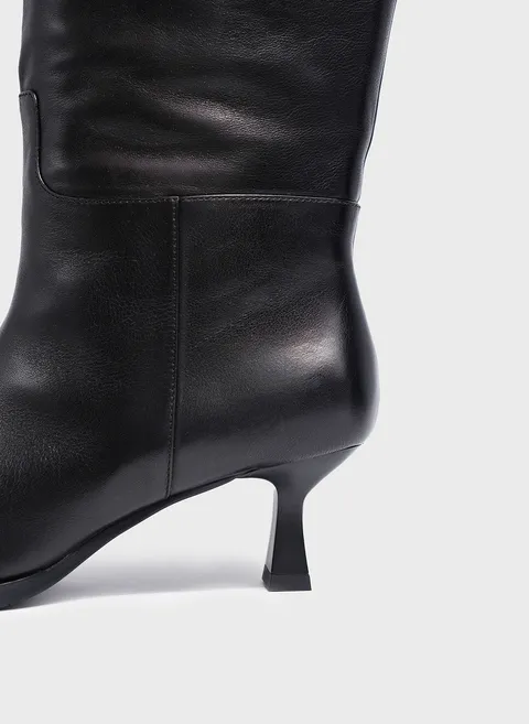 Ботфорты из гладкой кожи с геометричным каблуком Twofeet фото 7
