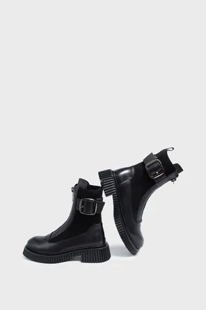 Ботинки из комбинированной кожи с геометричной рельефной подошвой Twofeet фото 2