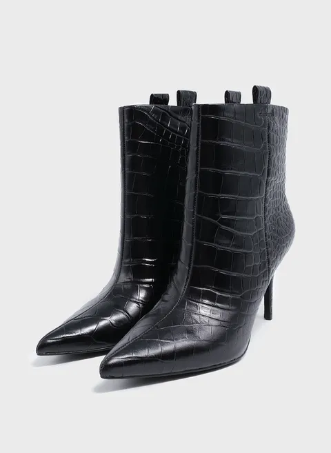 Ботильоны с тиснением reptile в угольном цвете Twofeet фото 4