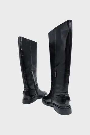 Сапоги высокие из гладкой кожи с акцентной подошвой Twofeet фото 2