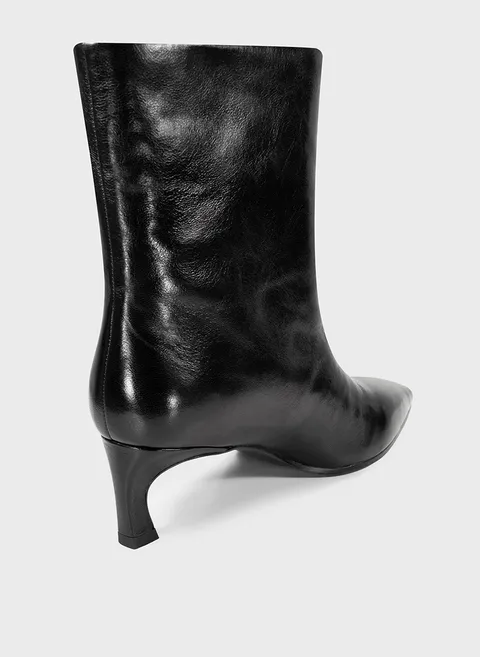 Ботильоны VELA из черной кожи на невысоком каблуке Twofeet фото 6