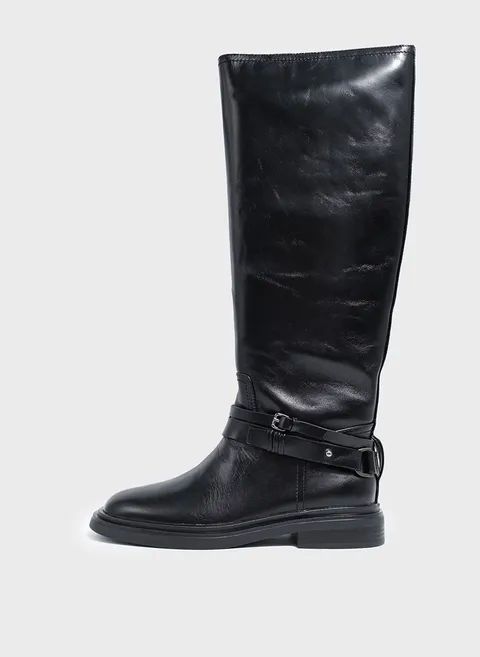 Сапоги высокие из гладкой кожи с акцентной подошвой Twofeet фото 1