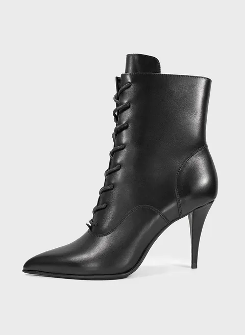 Ботильоны CORA из черной кожи на шнуровке Twofeet фото 1