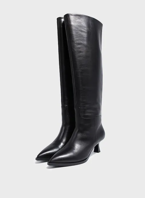 Ботфорты из гладкой кожи с геометричным каблуком Twofeet фото 4