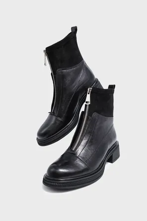 Ботинки с замшевой вставкой и декоративными швами Twofeet фото 2