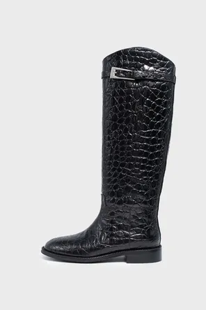 Сапоги из кожи с тиснением reptile Twofeet фото 1