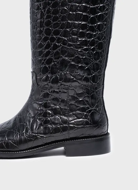 Сапоги из кожи с тиснением reptile Twofeet фото 7