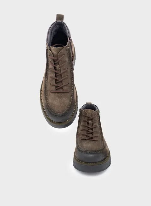 Ботинки в оливковом оттенке с рельефной подошвой Twofeet фото 2