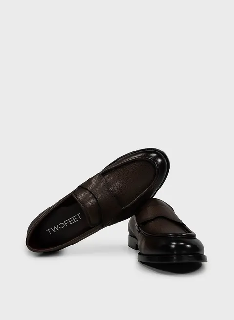 Лоферы из зернистой кожи в коричневом цвете Twofeet фото 2