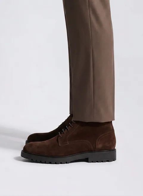 Ботинки утепленные из замши в глубоком коричневом цвете Twofeet фото 5