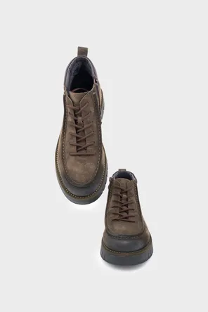 Ботинки в оливковом оттенке с рельефной подошвой Twofeet фото 2