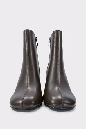 Ботильоны MIRA из коричневой кожи на широком каблуке Twofeet фото 2