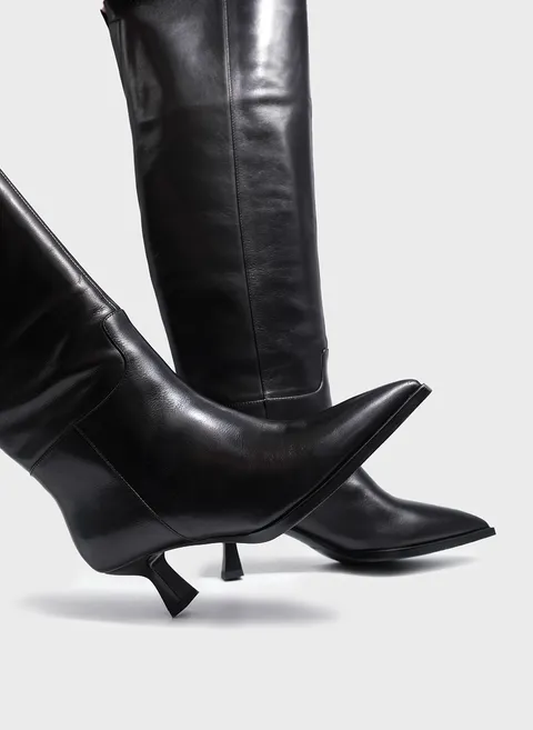 Ботфорты из гладкой кожи с геометричным каблуком Twofeet фото 2