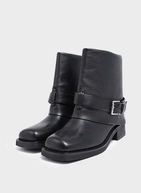 Ботинки из кожи с эффектным геометрическим носком Twofeet фото 4