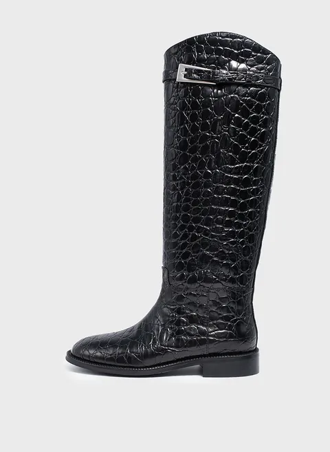 Сапоги из кожи с тиснением reptile Twofeet фото 1