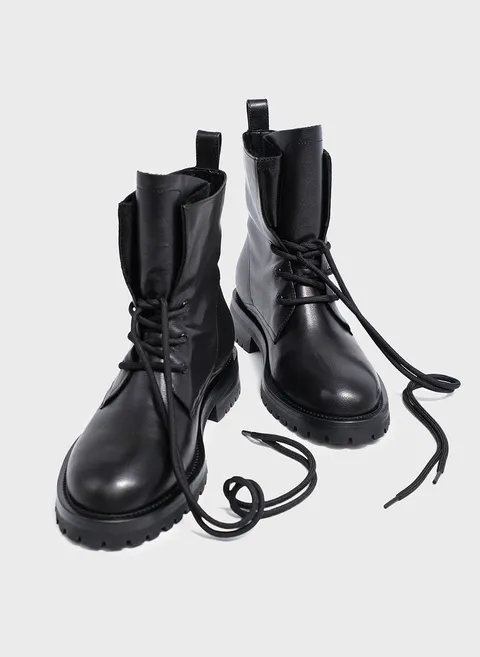 Ботинки на шнуровке из текстурной кожи Twofeet фото 2
