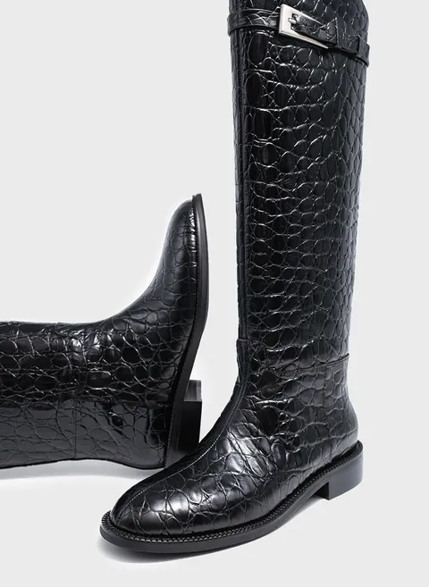 Сапоги из кожи с тиснением reptile Twofeet фото 2