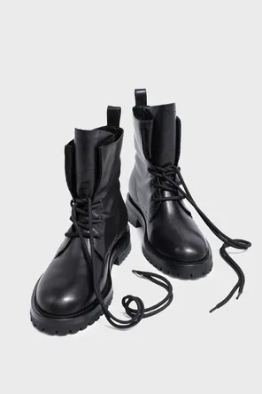 Ботинки на шнуровке из текстурной кожи Twofeet фото 2