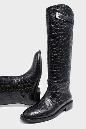 Сапоги из кожи с тиснением reptile Twofeet фото 2