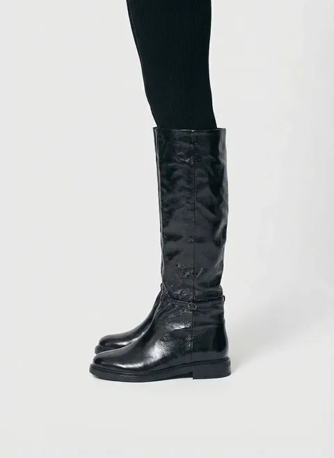 Сапоги с эффектным ремешком из лакированной кожи Twofeet фото 5