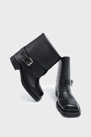 Ботинки из кожи с эффектным геометрическим носком Twofeet фото 2